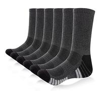 TIBISI Mens Socks Cushion Wicking Breathable Comfortable Crew Socks Outdoor Multipack Hiking Trekking Walking Athletic Work Socks 6 Pairs