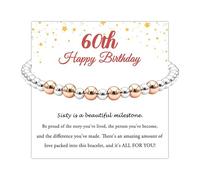 Tibond 16th 18th 21st 30th 40th 50th 60th Birthday Gifts for Women Girls, Adjustable S925 Silver Beaded Bracelet Birthday Gift with Card for Sister Daughter Mum Nana (60th)