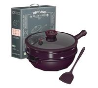 TIBORANG 8 in 1 Multipurpose 11 Inch 5 Quart Heat Indicator Nonstick Deep Frying Pan with Glass Lid,Steamed Grid,PFOA-Free,Dishwasher&Oven Safe,Works with All Stovetops (Midnight Purple)