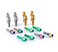 TIBROMTACK Titanium Bike Stem Bolts Hex M5x16mm Tapered Head with Washer Screws 6pcs for MTB Bicycle Steering Handlebar Part (GREEN)