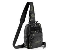 Tibroni Anti-Theft Sling Bag Tactical, EDC Crossbody Bag for Men and Women | Lockable zippers, RFID-blocking front compartment, MOLLE webbing, hidden back pocket, left or right shoulder carry travel