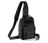 Tibroni Anti-Theft Sling Bag Tactical, EDC Crossbody Bag for Men and Women | Lockable zippers, RFID-blocking front compartment, MOLLE webbing, hidden back pocket, left or right shoulder carry travel