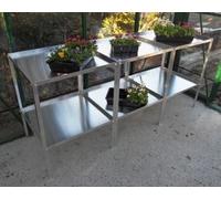 Tibshelf Garden Products Ltd Greenhouse Staging, 4' Long x 18" Wide x 2 Tier, Aluminium, Silver, Unfinished