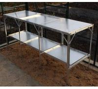 Tibshelf Garden Products Ltd Greenhouse Staging | 6' Long x 22" Wide x 2 Tier Aluminium Silver Unfinished Workbench