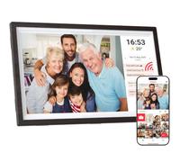 Tibuta 15.6 Inch WiFi Digital Picture Frame, 1366 x 768 IPS Touchscreen Digital Photo Frame, 32G Walnut, Share Photos or Videos via the Frameo App