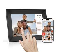 Tibuta 8 Inch WiFi Digital Photo Frame, 16G Walnut brown, 1024 x 600IPS Touchscreen Wifi Digital Picture Frame, Share Photos or Videos via the Frameo App Gifts For Family And Friends
