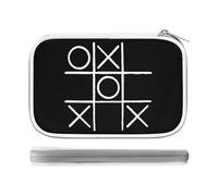 Tic and The Tac Crosses Board Pencil Case Holder Pouch Stationery Pen Bag PU Leather Organizer