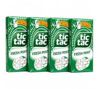 Tic Tac Fresh Mint Multipack 16 Boxes (4 x 4 Packs) - Refreshing Mint Sweets, Pocket Size Breath Freshener, Sugar Coated Mints for On-the-Go Freshness