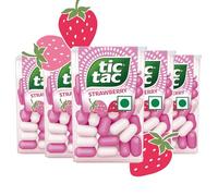 Tic Tac Strawberry 18g x 5 Pack - Refreshing Breath Freshening Mints in Your Pocket Gives Long-Lasting Freshness for Travel, Party, Office