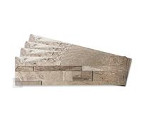 Tic Tac Tiles (60cm x 15cm), 4-Sheets Natural Stone Peel and Stick Self Adhesive Removable Stick On Kitchen Backsplash Bathroom 3D Wall Tiles (Stone Brown)