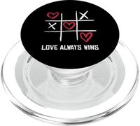 Tic Tac Toe 3 in a Row Funny Valentines Day Love Always Wins PopSockets PopGrip for MagSafe