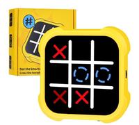 Tic Tac Toe Game, Rechargeable Travel Games, Compact Handheld Noughts and Crosses Game, Electronic Brain and Memory Training Fidget Toy for All Ages 3+