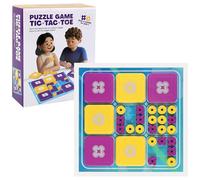 Tic Tac Toe Game, Travel Fidgets Toys, Board Games For Family Game Night, ultimate tic tac toe, Includes 1 Board, 41 Mini X's, 40 Mini O's, 5 Large X's, Great for Christmas Party Games (Purple-yellow)
