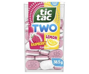 Tic Tac Two Raspberry & Lemon, Sugar-Free, 2-in-1 Flavour Mints, On-The-Go Refreshment - 1 Pack (38.5g)