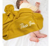 TICBIK Personalised Baby Knitted Blankets, Custom Baby Blanket with Name, Customised Cellular Blankets Cotton Baby Blanket Knitting Patterns for Newborn Soft