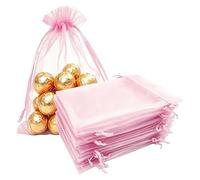 TICBRY 100 Pc Organza Gift Bags with Drawstring 4x6 inch Pink for Baby Shower,Christmas,Wedding,Party Favors,Birthday,Bridal Shower,Valentines Day,Sheer Fabric Mesh Net Sachet for Candy,Jewelry,Bows