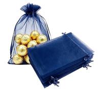 TICBRY 50 Count Organza Gift Bags with Drawstring 4x6 inch Navy Blue for Baby Shower,Christmas,Wedding,Party Favors,Birthday,Bridal Shower,Celebration,Sheer Fabric Mesh Sachet for Candy,Travel Jewelry
