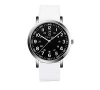 TICCI Unisex Men Women Medical Quartz Watch Arabic Numerals Military Time Easy Read Dial Silicone Band Waterproof for Students Doctors Nurses (White Black-1)