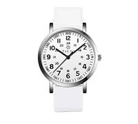 TICCI Unisex Men Women Medical Quartz Watch Arabic Numerals Military Time Easy Read Dial Silicone Band Waterproof for Students Doctors Nurses (White White-1)