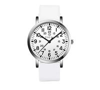 TICCI Unisex Men Women Medical Quartz Watch Arabic Numerals Military Time Easy Read Dial Silicone Band Waterproof for Students Doctors Nurses (White White-2)
