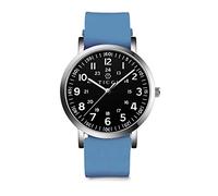 TICCI Unisex Men Women Medical Quartz Watch Arabic Numerals Military Time Easy Read Dial Silicone Band Waterproof for Students Doctors Nurses (Blue Black-1)