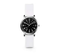 TICCI Women's Petite Watch for Medical Professionals Easy to Read Small Face, Silicone Band, Second Hand, Military Time for Nurses, Doctors, Students, White Band Black Dial-1, Japanese