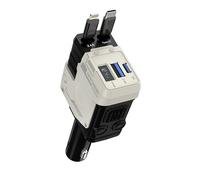 TicEaik 4 in 1 Car Charger Retractable [120W USB C ], Car Charger Adapter with Retractable Cables and Voltage DisplayWith USB/USB-C Ports Compatible with iPhone, Android, Samsung Galaxy