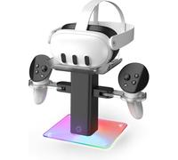 TicEaik Charging Dock for Meta Quest 3S/ 3/2 Accessories,Charger Station Stand with LED/RGB Light, Controllers and VR Accessories, Type C Charging Port