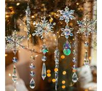 Ticeyubime 18pcs Acrylic Snowflake Xmas Tree Ornaments, Winter Decor | Clear acrylic with iridescent tint for sparkling light reflections; fits Christmas tree, winter & Christmas party decor.
