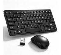 Ticfox 2.4GHz Wireless Keyboard Mouse Combo Ultra Thin Portable Plug Play USB Adapter for Desktop Laptop Notebook Android TV Box Black