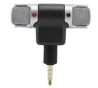TICFOX 3.5MM Jack Mini Stereo Microphone Dual Channel Wireless Mic for Mobile Phone Tablet Small Lightweight Plug and Play Gold Plated Plug for Outdoor Meetings Recording (4 poles)