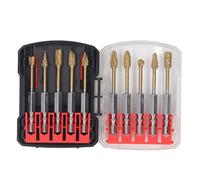 Ticfox Die Grinder Burrs Set, 10Pcs 1/4in Hex Shank Carbide Die Grinder Bits, Burr Drill Bits Metal Wood Carving Polishing Drilling Milling