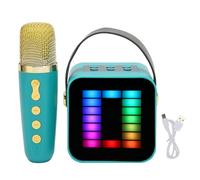 Ticfox Mini Karaoke Machine Set with RGB Pickup Light Digital Processing Chip Handheld Portable Bluetooth Speaker with Microphone for Home Party Entertainment Plastic Electronics (Green)