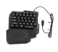 TICFOX One Handed Gaming Keyboard 35 Keys Ergonomic Wide Palm Rest Anti Slip Design Three Colors Backlight USB Wired for PC Computer Mobile Gamers Black
