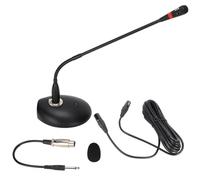 TICFOX Professional D38 Gooseneck Condenser Microphone with Noise Reduction Technology Omnidirectional 360° Adjustable Desktop Mic for Conference Broadcast Network Speech Black