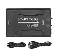 TICFOX SCART to RF Video Adapter High Frequency Converter 61.25MHz 67.25MHz Output with USB Cable for Old TV DVD TV Box Game Console Black