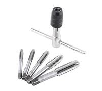 TICFOX T-Handle Tap Wrench Tool Set, 6pcs T-Handle Ratchet Tap Adjustable Threading Wrench Set M6 M7 M8 M10 M12 for Metal Aluminum Plastic Wood