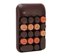 TICFOX Wireless Numeric Keypad 18 Keys Retro Color Round Keycaps Mini Number Keyboard with USB for Laptop Office Work Accounting Excel Spreadsheet ABS Material (Coffee Color)