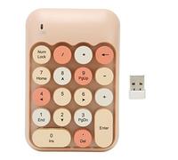 TICFOX Wireless Numeric Keypad 18 Keys Retro Color Round Keycaps Mini Number Keyboard with USB for Laptop Office Work Accounting Excel Spreadsheet ABS Material (Milk Tea Color Mixed Color)