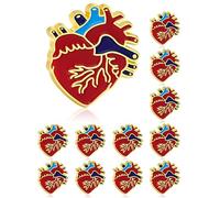 Tichso 12/25/50/100 Piece Red Enamel Lapel Pin - Heart Disease Awareness Pin for Doctors, Nurses, Charity Fundraiser, Heart Day Souvenir Gift Badge Bulk, M, Metal, no gemstone