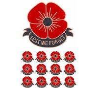 Tichso 12/25/50/100 pieces Memorial Day Poppy Flower Brooch Pins for men women Remembrance Day Lest We Forget Enamel Lapel Brooch Poppy Lapel Pins for Veterans Day badge Clothes Backpack Hat Memorial