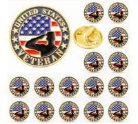 Tichso round enamel American veteran's pin USA Patriotic United States of America flag Veterans Day lapel pin Brooch pins patriotic for Clothes backpack hat Men women soldier Badge for Memorial Day