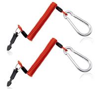 TiciKim 2 Packs Trailer Breakaway Cable 6FT Heavy-Duty Stainless Steel Spring Coiled Safety Cable with Pin for RV/Camper Emergency Brake System, Applicable to Trailer Breakaway Kit (Red)