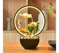 TiCin USB Powered Tabletop Fountain with Natural Rocks and LED Ring Lights, Tabletop Humidifier, Humidifier for Bedroom, Home and Office Decor