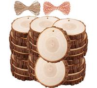 TICIOSH Wood Slices 30pcs 6-7 cm Natural Wood Slices Drilled Hole Unfinished Log Wooden Circles for DIY Crafts Wedding Decorations Christmas Ornaments