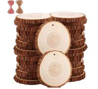 TICIOSH Wood Slices Natural Wood Slices Drilled Hole Unfinished Log Wooden Circles for DIY Crafts Wedding Decorations Christmas Ornaments… (50pcs 6-7cm)
