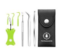 Tick Remover Tool Kit for Dogs Cats and Humans, Tick Removal Tool Set, 3 Stainless Steel Tweezers, 3 Tick Twisters and Tick Key, Professional Tick Remover with Leather Case for Camping Hiking Outdoor