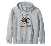 Tick Slayer Funny Summer Camping Hiking Bug Repellent Ticks Zip Hoodie