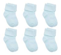 Tick Tock Baby Boys Turn Over Top TOT Socks 3 Pairs Plain Cotton Rich Blue 0-2.5