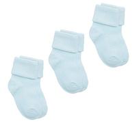 Tick Tock Baby Boys Turn Over Top TOT Socks 3 Pairs Plain Cotton Rich Blue White